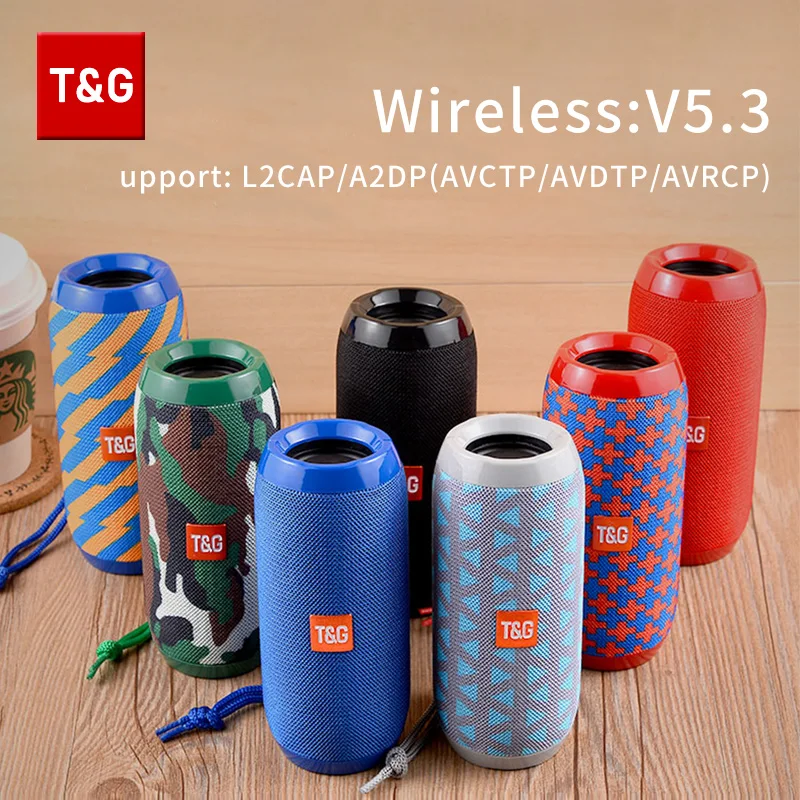 bluetooth speaker t&g tg117 portable tws sound box waterproof loudspeaker outdoor stereo surround speakers support tf fm radio